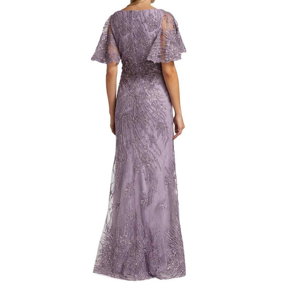 NWT MAC DUGGAL FLUTTER SLEEVE EMBELLISHED VINTAGE FORMAL LONG GOWN LILAC PURPLE - Picture 3 of 7